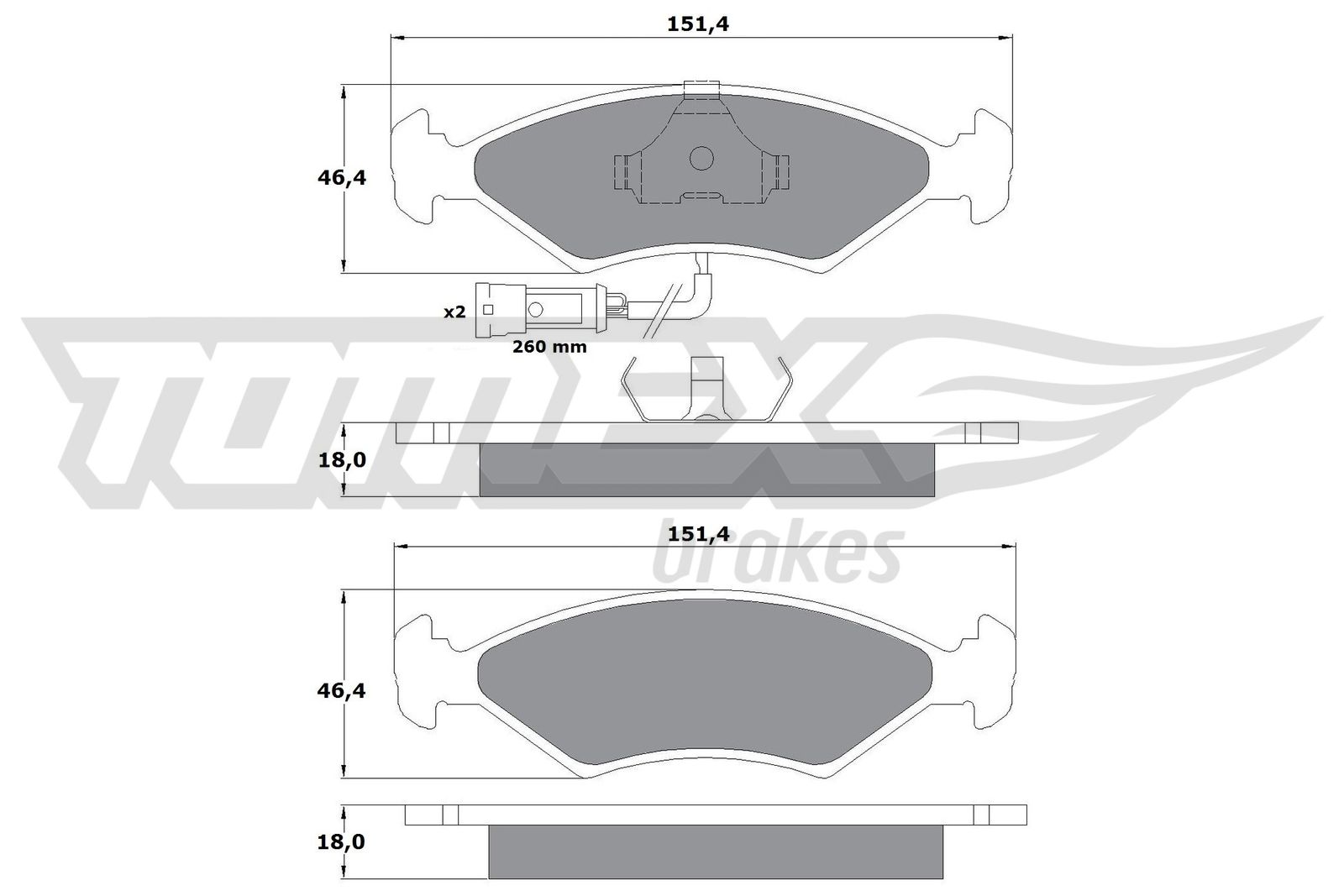 Sada brzdových platničiek kotúčovej brzdy TOMEX Brakes
